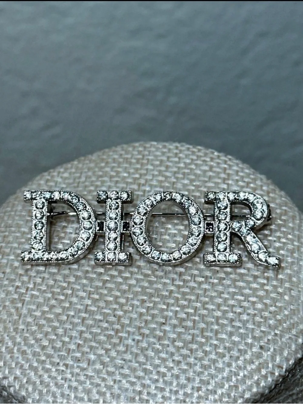 DIOR Silver Tone Clear Rhinestone Brooch Pin